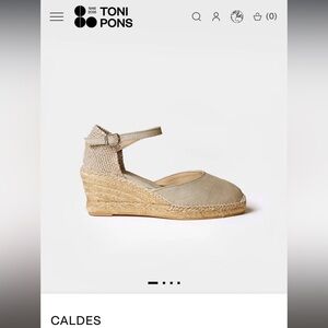 Toni Pons Caldes Metallic Beige Espadrille Wedge Sandals, size 6 1/2